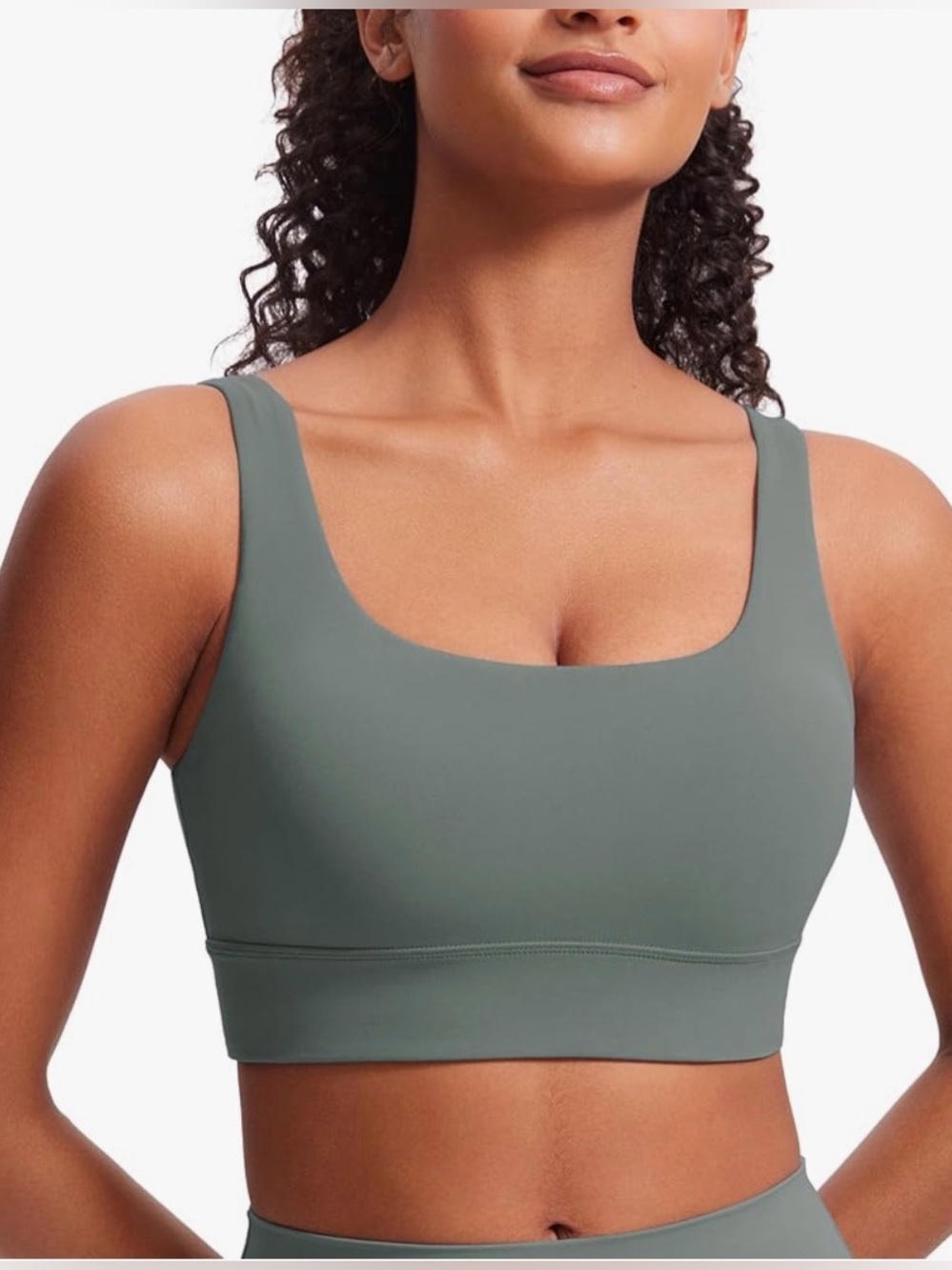 CRZ YOGA Butterluxe U Back Longline Sports Bras for Women - Grey Sage, M